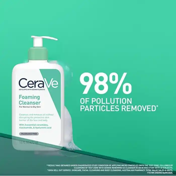 CeraVe Normal ve Yağlı Ciltler için Seramid İçerikli Köpüren Temizleyici Yüz Vücut 473 ml