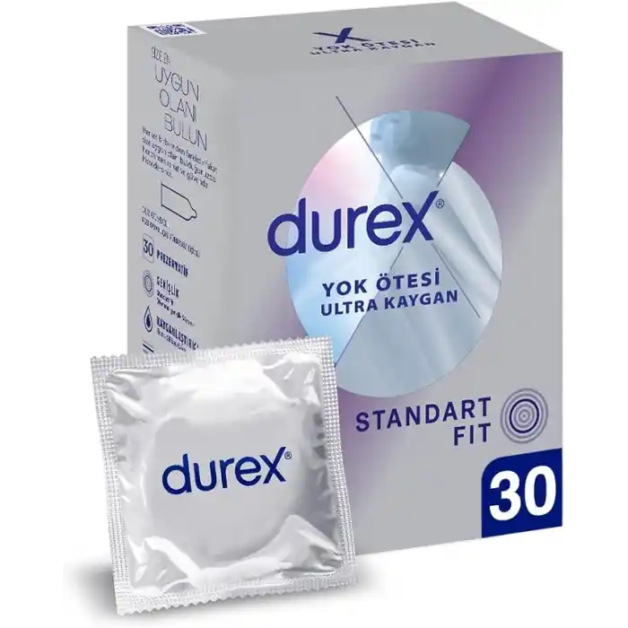Durex Yok Ötesi Ultra Kaygan İnce Prezervatif 30Lu, Kokusuz, Lateks