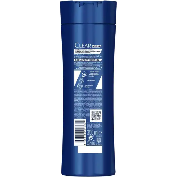 Clear Men Cool Sport Menthol Kepeğe Karşı Etkili Şampuan 350 ml