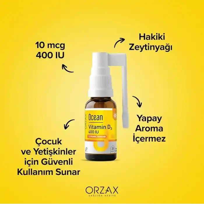 Ocean Vitamin D3 400 IU 130 Puf Oral Sprey (1 x 20 mL)