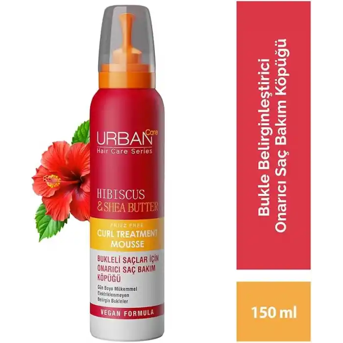 URBAN Care Twisted Curls Hibiscus & Shea Butter Kıvırcık ve Dalgalı Saçlara Özel Onarıcı Bakım Köpüğü 150 ml- Vegan