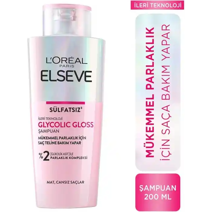 LOreal Paris Elseve Glycolic Gloss Mükemmel Parlaklık için Bakım Yapan Şampuan 200 ml