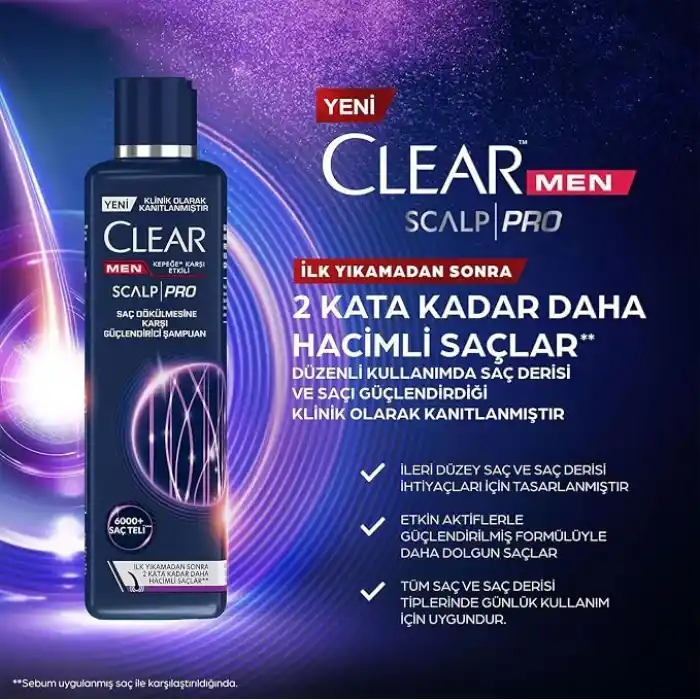 Clear Men Scalp Pro Güçlendirici Şampuan Saç Dökülmesine ve Kepeğe Karşı Etkili 300 ml
