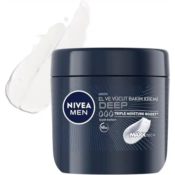 NIVEA MEN Erkek El ve Vücut Bakım Kremi Deep Dimension 400ml,Yoğun Nemlendirici,Ferah Koku,Yenileyici Bakım