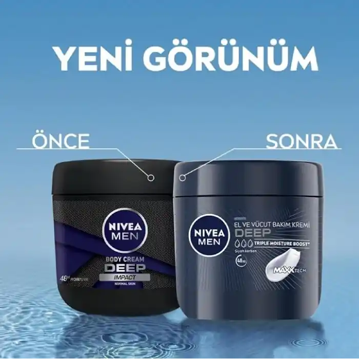 NIVEA MEN Erkek El ve Vücut Bakım Kremi Deep Dimension 400ml,Yoğun Nemlendirici,Ferah Koku,Yenileyici Bakım