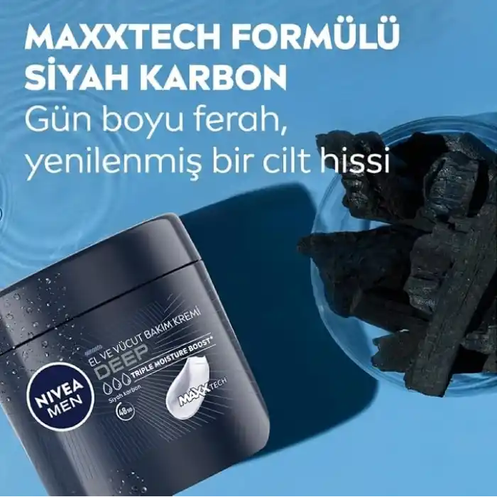 NIVEA MEN Erkek El ve Vücut Bakım Kremi Deep Dimension 400ml,Yoğun Nemlendirici,Ferah Koku,Yenileyici Bakım