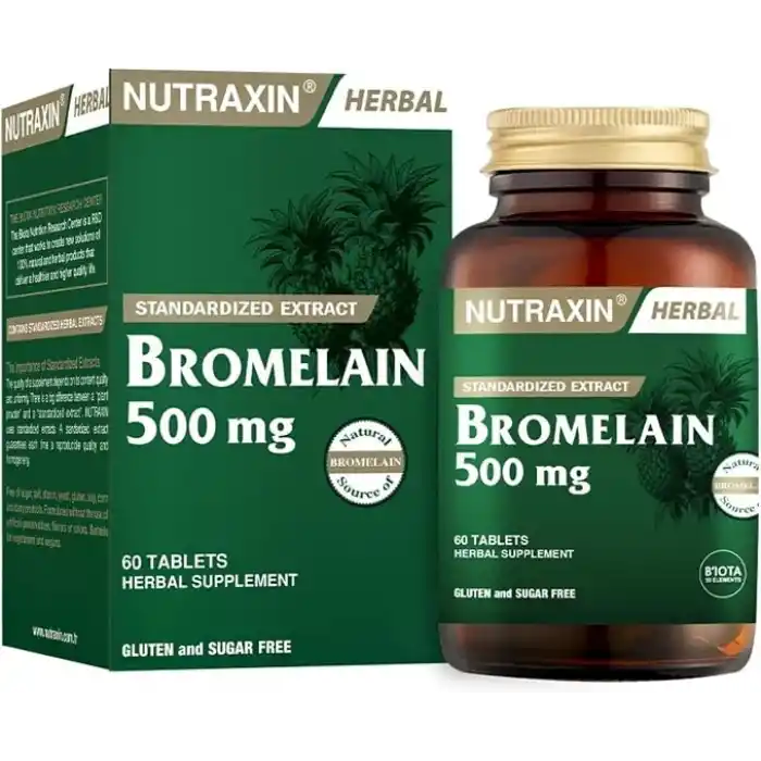 Nutraxin Herbal Bromelain 500 mg Takviye Edici Gıda (1 x 60 adet)