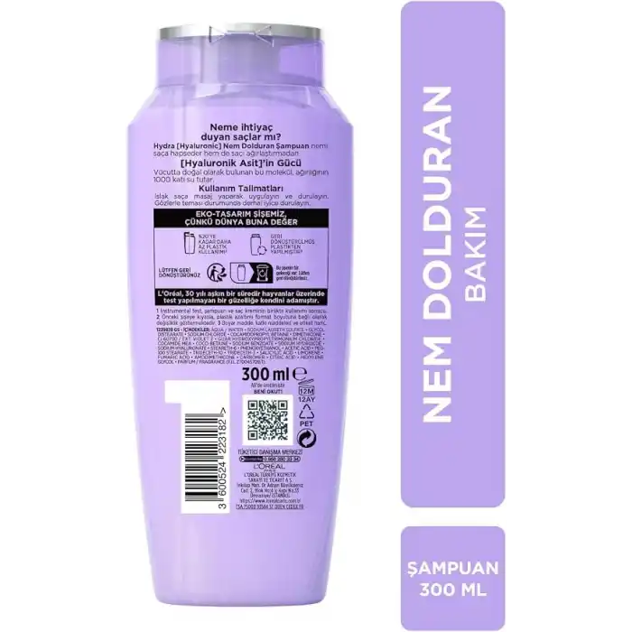 LOréal Paris Elseve Hydra [Hyaluronic] Nem Dolduran Bakım Şampuanı 300 ml