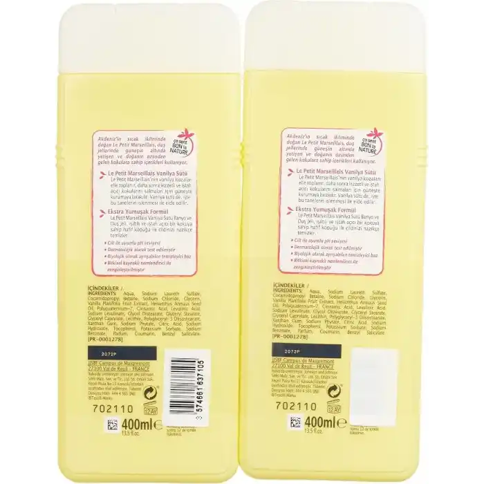 Le Petit Marseillais Organık Vanilya Sütü Duş Jeli, 2x400 ml