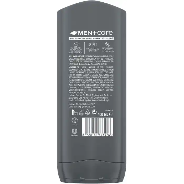 Dove Men Care Sandalwood Vanilla Duş Jeli 400 Mililitre