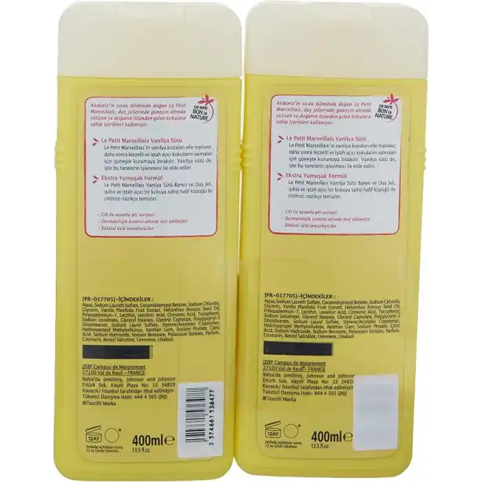 Le Petit Marseillais Organık Vanilya Sütü Duş Jeli, 2x400 ml