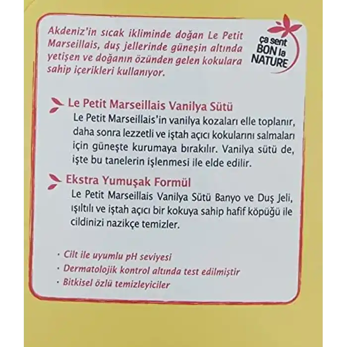 Le Petit Marseillais Organık Vanilya Sütü Duş Jeli, 2x400 ml