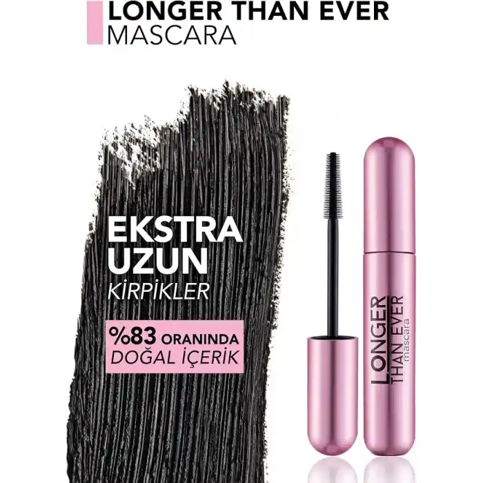 Flormar Doğal Formüllü Kirpik Uzatıcı Maskara (Siyah) - Longer Than Ever Mascara - 001 Black - 8682536067119