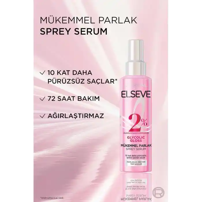 LOréal Paris Elseve Glycolic Gloss Mükemmel Parlaklık Veren Saç Bakım Sprey Serumu 150ml