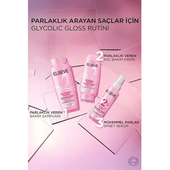 LOréal Paris Elseve Glycolic Gloss Mükemmel Parlaklık Veren Saç Bakım Sprey Serumu 150ml