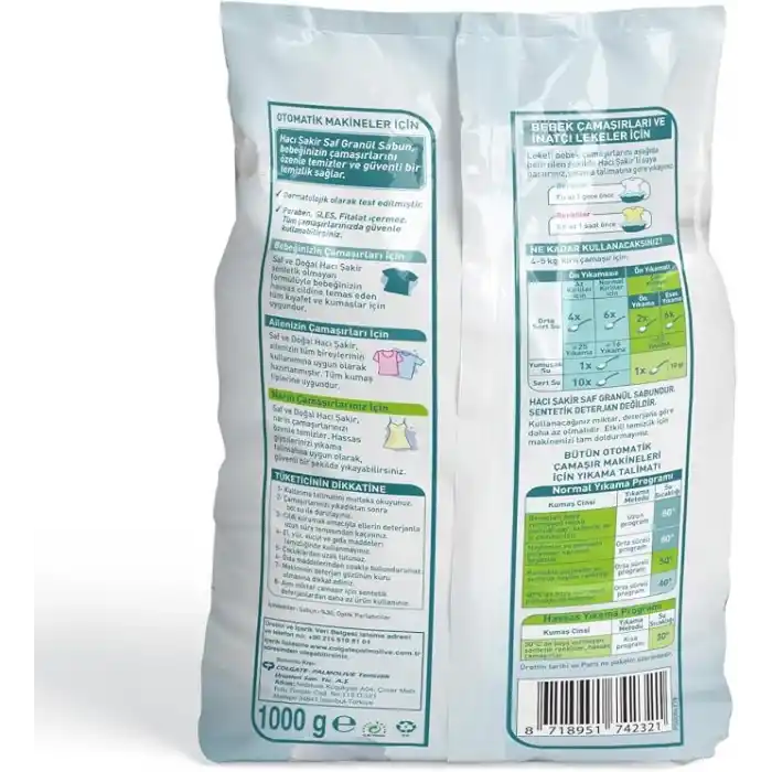 Hacı Şakir Granül Matik Sabun Otomatik Makineler İçin Sabun 25 Yıkama (1 x 1000 g)