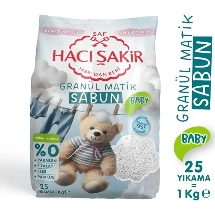 Hacı Şakir Granül Matik Sabun Otomatik Makineler İçin Sabun 25 Yıkama (1 x 1000 g)