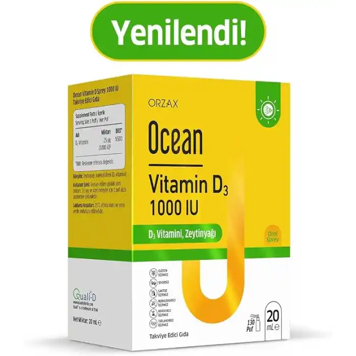 Ocean Vitamin D3 1000 IU 20 ml Sprey 130 Puff, Takviye Edici Gıda