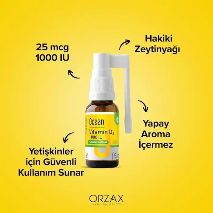 Ocean Vitamin D3 1000 IU 20 ml Sprey 130 Puff, Takviye Edici Gıda