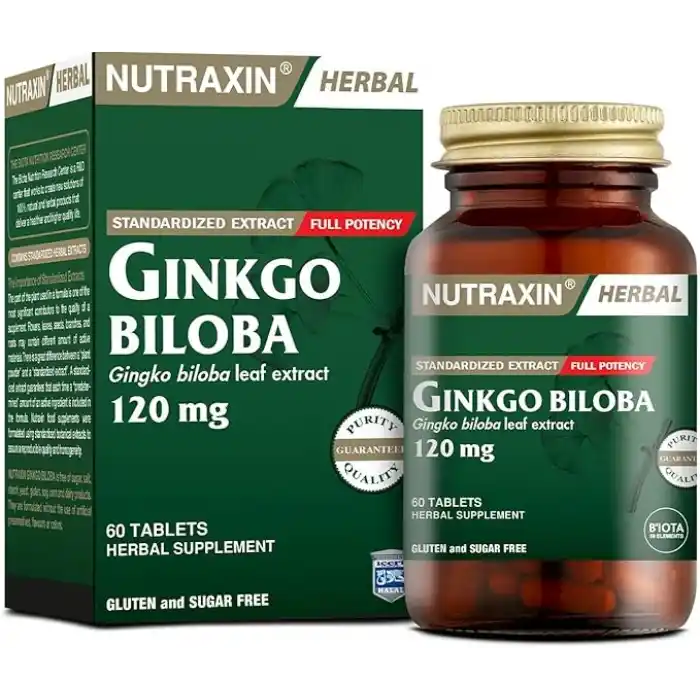 Nutraxin Herbal Ginkgo Biloba+ 120 mg 60 Tablet Takviye Edici Gıda
