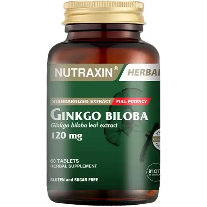Nutraxin Herbal Ginkgo Biloba+ 120 mg 60 Tablet Takviye Edici Gıda