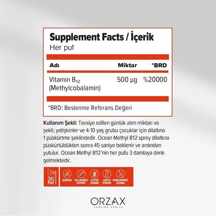 Ocean Methyl B12 Dilaltı Sprey 500mcg 5 ml