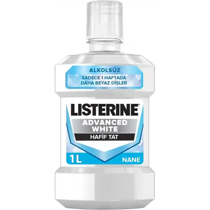 Listerine, Advanced White Ağız Bakım Ürünü, Zorlu Lekeleri Giderir, Hafif Tat, Sıfır Alkol, Name Aromalı, 1000ml