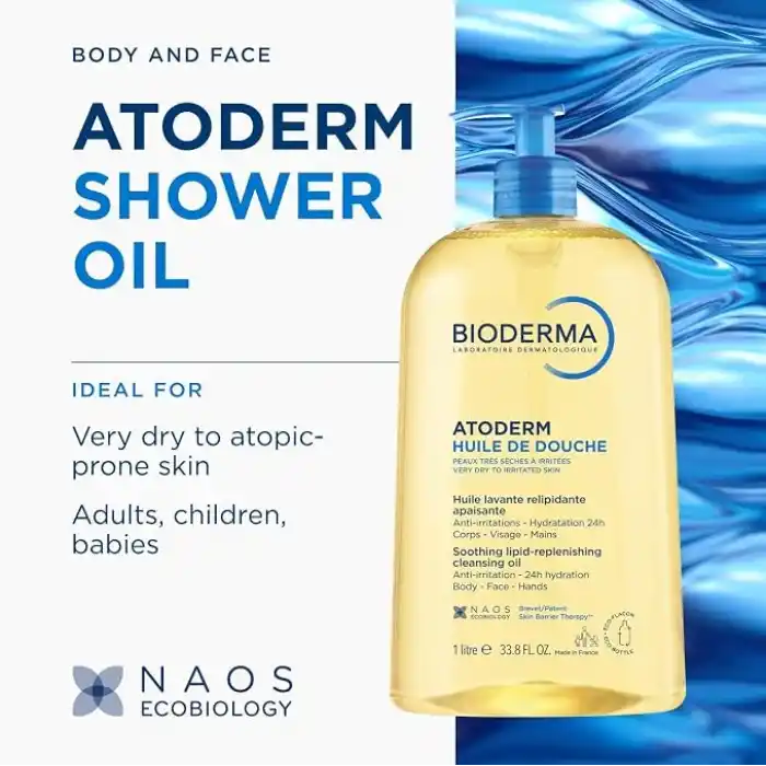 Bioderma Atoderm Shower Oil Kuru Cilt Nemlendirici ve Besleyici Duş Yağı Niasinamid Bebek Çocuk Yetişkin 1 Lt