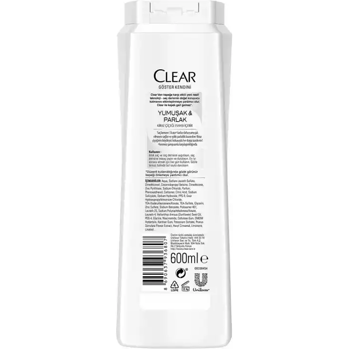 Clear Besleyici Şampuan Kepeğe Karşı Etkili Yumuşak ve Parlak Saçlar 600 ml