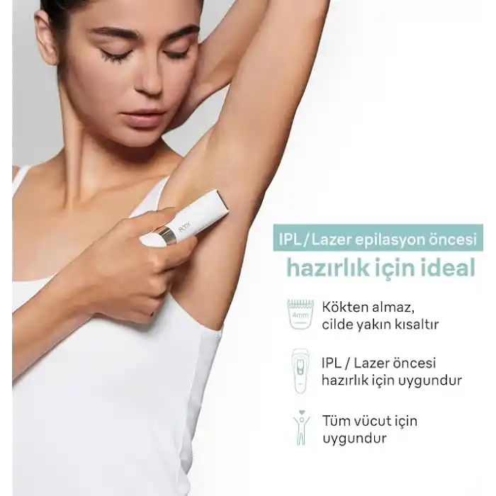 Braun Body Mini Trimmer BS1000 Vücut Tüy Kesme Makinesi + Düzeltici Tarak, Pil ve Temizleme Fırçası