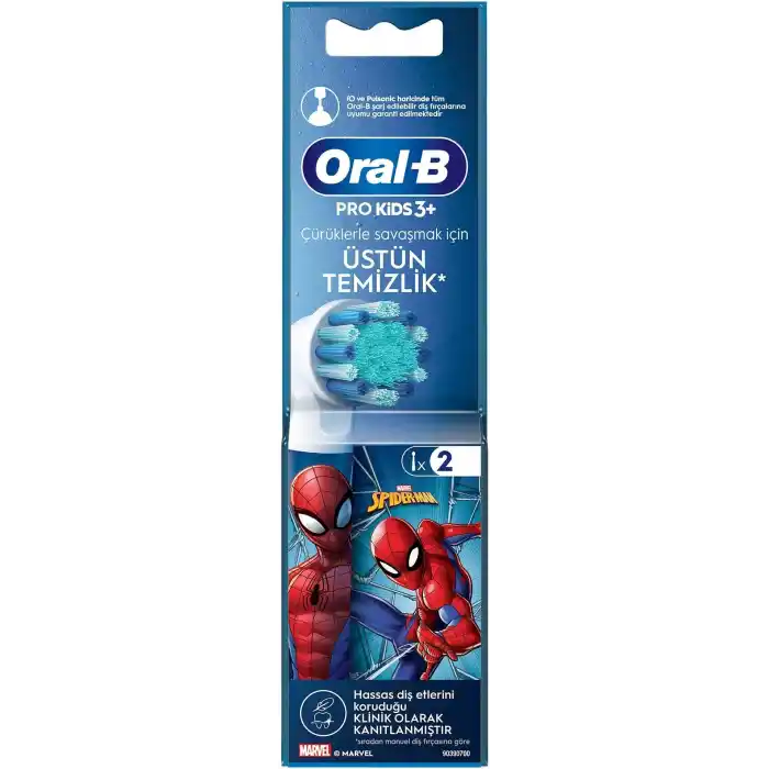 Oral-B Çocuk İçin Spiderman Şarjlı Diş Fırçası Yedek Başlığı 2 Adet