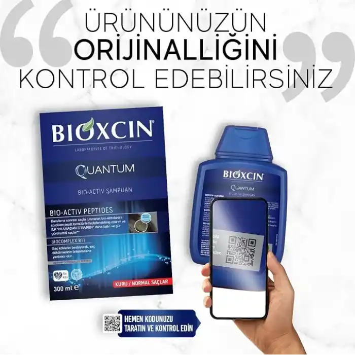 Bioxcin Quantum Şampuan – Kuru ve Normal Saçlar İçin – 3x300 ml – Dökülme ve İncelme Karşıtı – Bio-Activ Peptit, BioComplex B11, Bal ve Mentol İçerikli