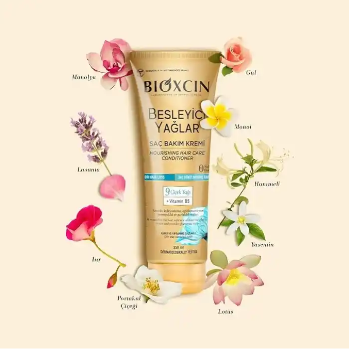 Bioxcin Besleyici Saç Bakım Kremi – 9 Çiçek Yağı, B5 Vitamini ve BioComplex B11 İçeren Yoğun Nemlendirici Krem – 250 ml – Kuru ve Yıpranmış Saçlar İçin
