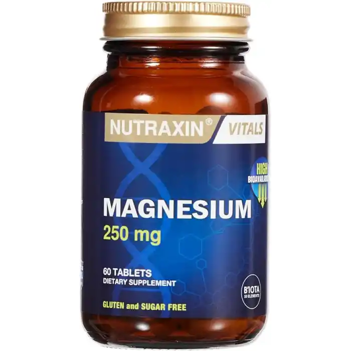 Nutraxin Vitals Magnesium 250 mg 60 Tablet Takviye Edici Gıda