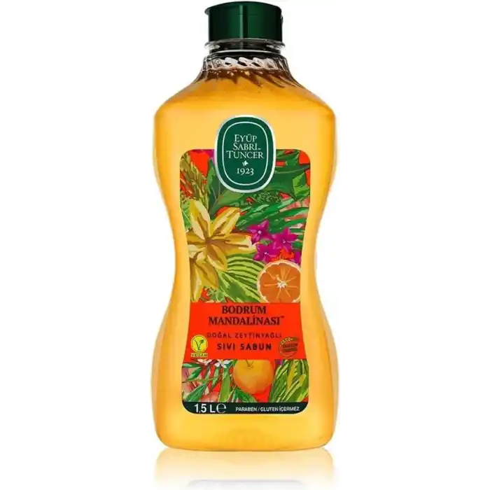 Eyüp Sabri Tuncer Doğal Zeytinyağlı Sıvı Sabun, Bodrum Mandalinası, 1,5 L Pet Şişe (1 x 1500 ml)