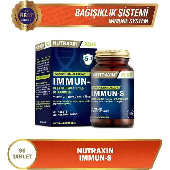 Nutraxin Plus Immun-S 1,3-1,6 Beta-Glukan 60 Tablet Takviye Edici Gıda