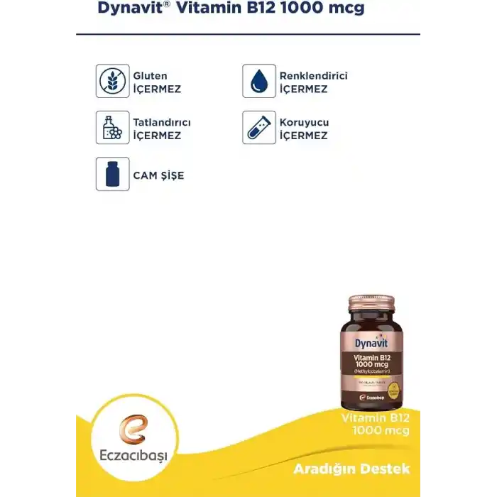Dynavit Methylcobalamin Vitamin B12 1000 mcg 100 Dilaltı Tablet - Vitamin B12 (Metilkobalamin)