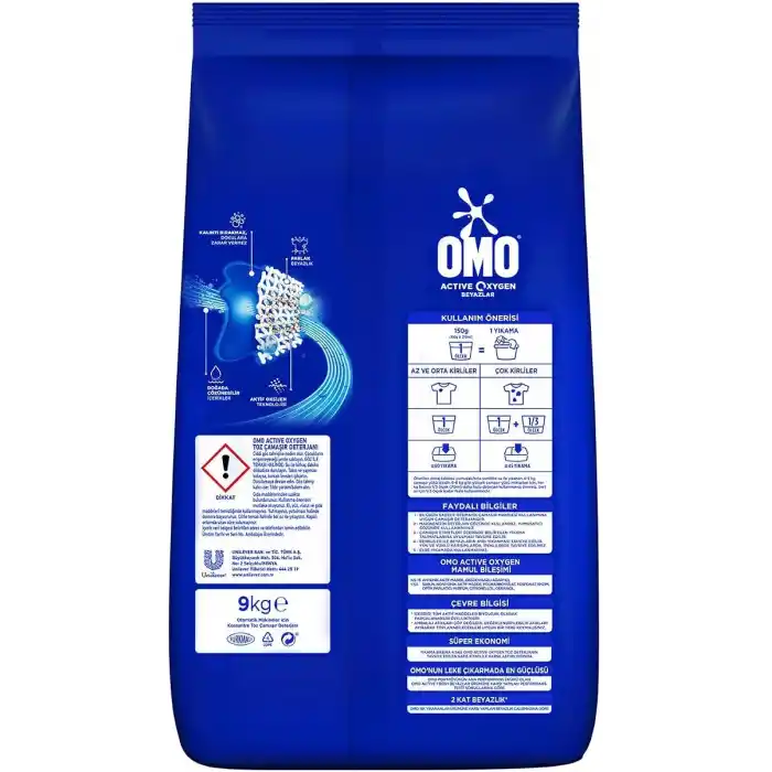 Omo Active Oxygen Beyazlar Toz Deterjanı 9 kg