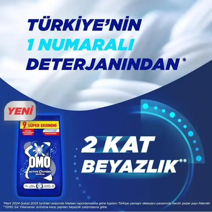Omo Active Oxygen Beyazlar Toz Deterjanı 9 kg