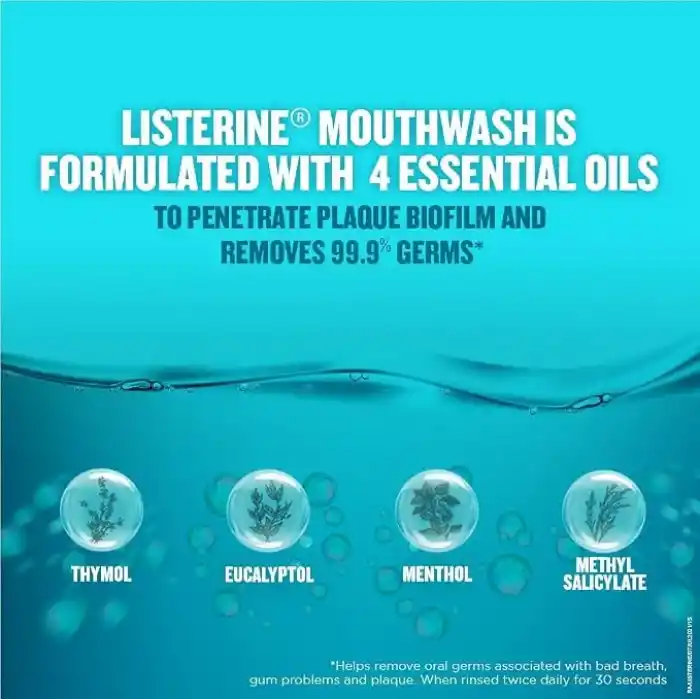 Listerine Cool Mint Ağız Bakım Suyu, 500 ml, 24 Saat Plak Karşıtı Koruma