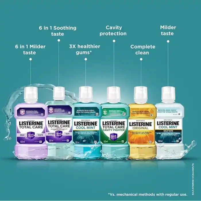 Listerine Cool Mint Ağız Bakım Suyu, 500 ml, 24 Saat Plak Karşıtı Koruma