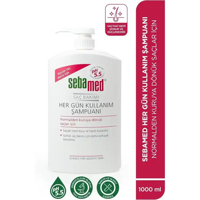Sebamed Besleyici Onarıcı Kuru ve Hassas Saç Tipine Özel Her Gün Kullanım Günlük Saç Bakım Şampuanı 1000ml