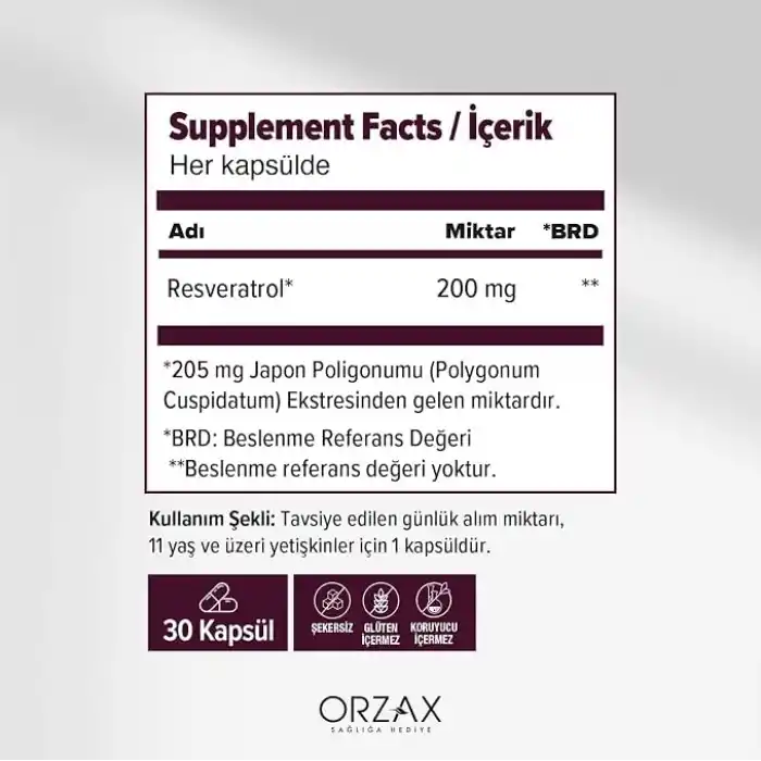 Orzax Ocean Resveratrol 200 Mg 30 Kapsül