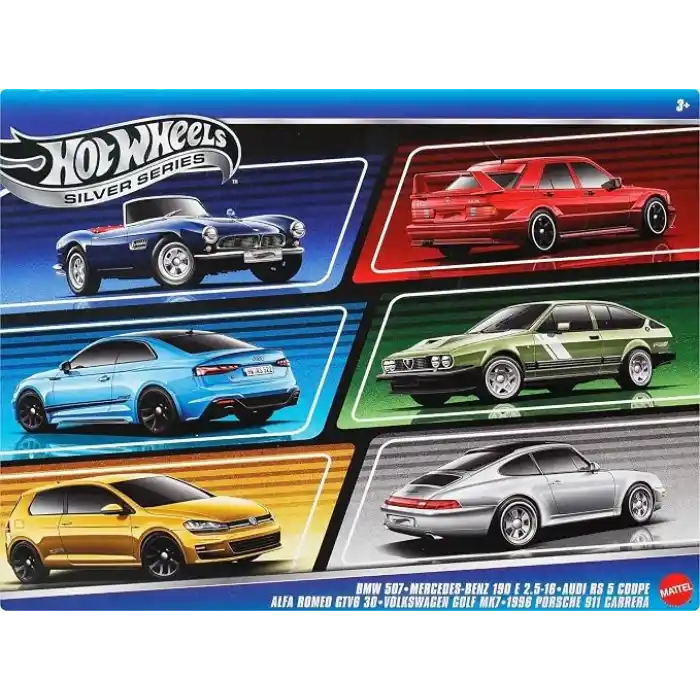Hot Wheels 1:64 ölçekli metal oyuncak arabalar, özel süslemelere sahip 6lı Avrupa aracı seti (Stiller çeşitlilik gösterebilir), JBY79