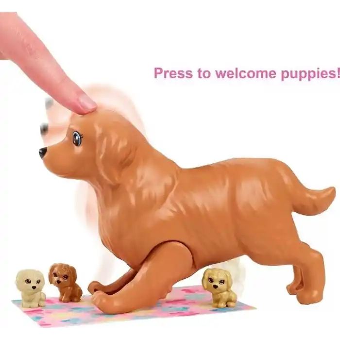 Barbie ve Hayvan Dostları Barbie ve Hayvan Dostları Oyun Seti, köpek, 3 yavru köpek ve aksesuarlar, 3-7 yaş HCK75