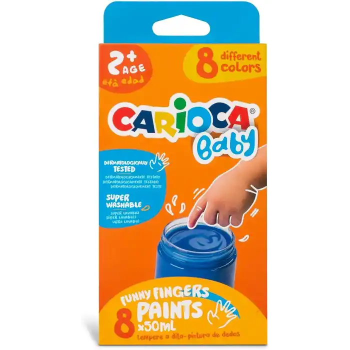 Carioca Bebek Parmak Boyasi 8 Renk 8X50 Ml Süper Yikanabilir 2+ Yaş