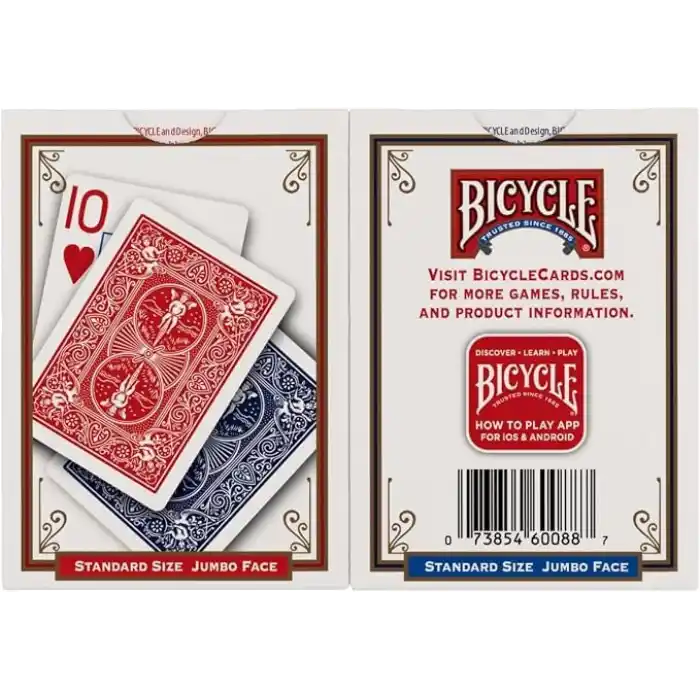 Bicycle Rider Back Intl. Jumbo Endeks Oyun Kartları, İkili Paket, Kırmızı & Mavi