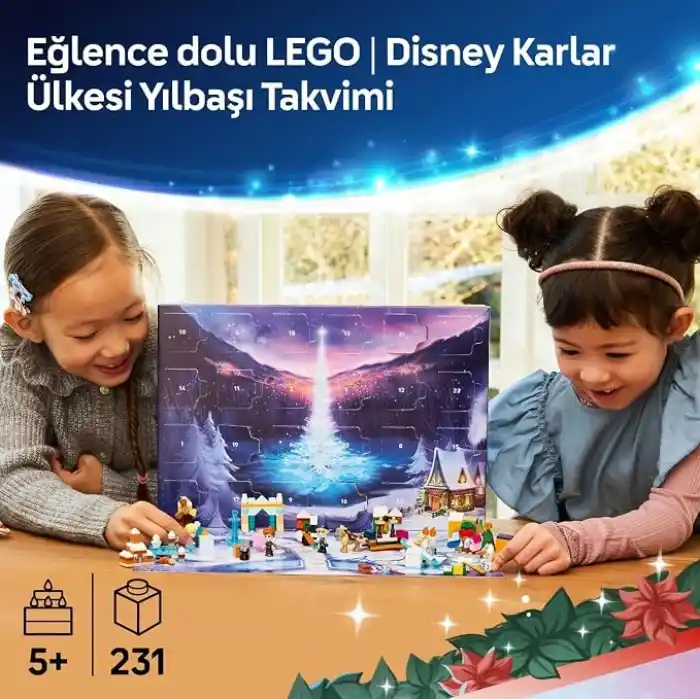 LEGO ǀ Disney Karlar Ülkesi 2025 Yılbaşı Takvimi 43273 – 5 Yaş ve Üzeri Prenses Seven Çocuklar için Yaratıcı Oyuncak Yapım Seti, Eğlenceli Yılbaşı Hediyesi ve Sürprizlerle Dolu Oyun (231 Parça)