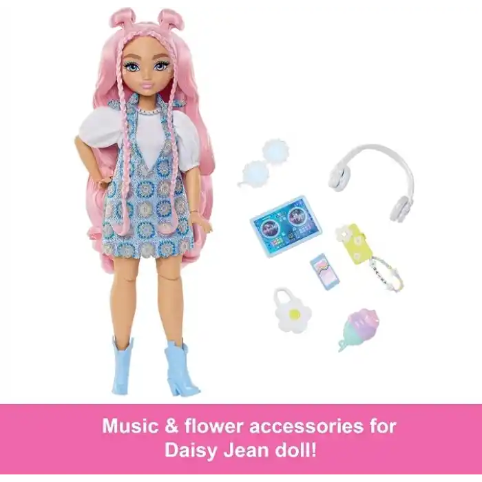 Barbie Dream Besties Ana Karakter Bebekler Daisy Barbie Rüya Arkadaşlar Daisy Jean bebek ile DJ ve müzik temalı 9 aksesuar JDD74