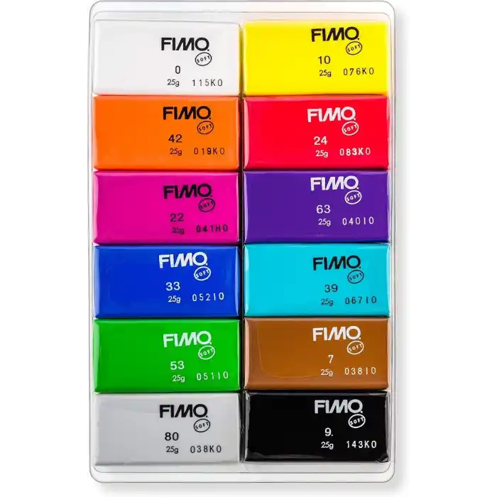 Staedtler Fimo 8023 C12-1 MP Fimo Soft Modelleme Kili Ana Renkler (25 gr X 12 Blok)